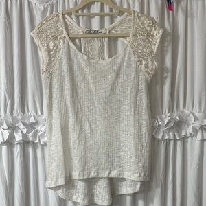 Chloe K Cream Lace Accent Blouse